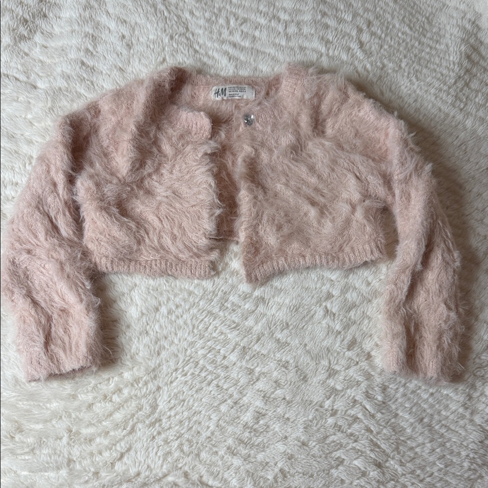 H&M Blush Fuzzy Cropped Girls Sweater